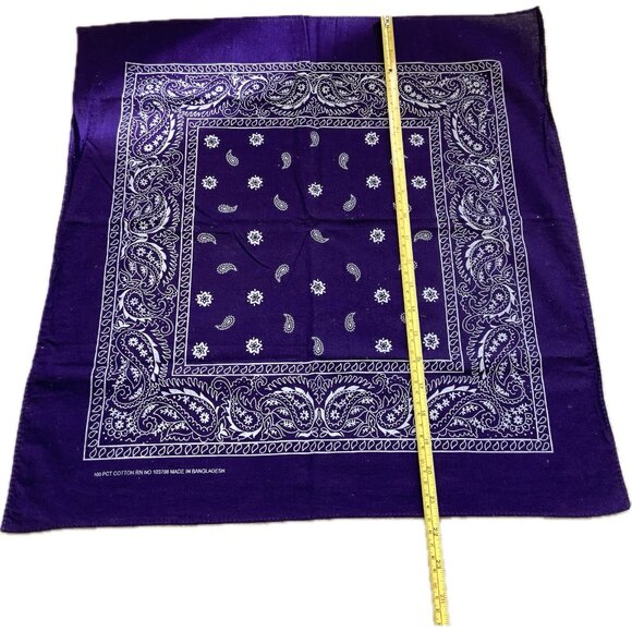 Vintage 100% Cot Blue Indigo Bandana RN 103708 Scarf Handkerchief Paisley Biker - Picture 7 of 8